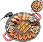 Indoor Smokeless Electric Griddle,Comales Para Tortillas Electricos, Portable Electric Korean Bbq Grill,Round Electric Griddle For Bbq, Tortillas, Steaks, Burgers, Pancakes (14.2 in)