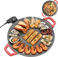 Indoor Smokeless Electric Griddle,Comales Para Tortillas Electricos, Portable Electric Korean Bbq Grill,Round Electric Griddle For Bbq, Tortillas, Steaks, Burgers, Pancakes (16 in)