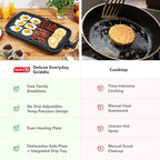 Dash Deluxe Everyday Griddle - Electric Griddle with Removable Plate - Nonstick, Easy-Clean Surface & Anti-Slip Base - Recipe Book Included - Black