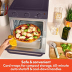 bella Air Fry Toaster Oven, 7 Preset Cooking Options, Dishwasher-Safe EverGood Coated Trays Included, 60-Minute Auto Shutoff w Audible Timer, Power Indicator Light, 1700 Watt, Plum