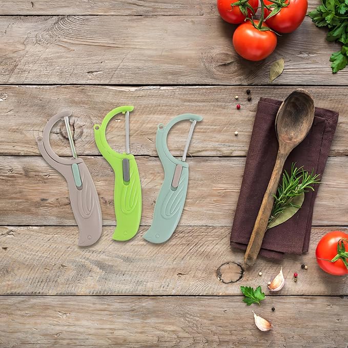 Housoutil 3pcs Multi-function Stainless Steel Vegetable and Fruit Peeler Set with Rotating Blades for Peeling, Slicing, and Grating – Lightweight Kitchen Gadget for Home Cooking