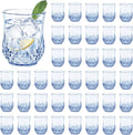 40 Pack Plastic Stemless Wine Glasses,12oz Unbreakable Vintage Elegant Drinking Glass Set,Reusable Fancy Cocktail Cups for Party, Wedding, and Bulk Events (40, 12oz-Blue)