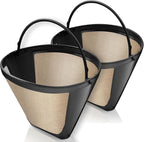 2-Pack #4 Reusable Permanent Cone Coffee Filters - Compatible with Cuisinart 10–14 Cup Brewers (DCC-3200, DCC-1200, DCC-3400) & Ninja Coffee Makers - Stainless Steel Mesh, Dishwasher-Safe by GoodCups