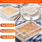 TeamFar Stainless Steel Bakeware Sets, Baking Sheet with Rack, Toaster Oven Pan & Pizza Pan, Lasagna Pan with Lids, Square & Round Cake Pan with Lids, Muffin & Loaf Pan, Healthy