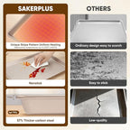 Sakerplus Nonstick Baking Sheet Pan Set of 3, Heavy Duty Cookie Sheets for Oven with Stripe Texture Pattern, 0.6mm Thick Quarter/Half/Jelly Roll Pans, Rust-Resistant & Easy Clean (Champagne Gold)
