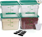 12 Quarts Sous Vide Container: 8 PCS Commercial Food Storage Containers with Lids - Clear Food Container with Scales Handles for Home Restaurant Kitchen Storage Pizza Bread (Green N)