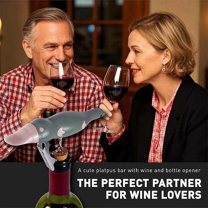 Platypus Multi-Function Bottle Opener - Magnetic Fridge Tool with Can and Premium Wine Opener, Durable Metal and ABS Plastic Design for Kitchen, Bar, or Home 2Pack