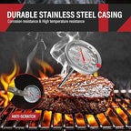 AWLKIM 2 Pack Stainless Steel Meat Thermometer, Safe Leave in Oven, 2.5-in Extra-Large Dial Food Thermometer for Cooking, Temperature Probe for Baking, Steak, Turkey - Kitchen Gadgets - Silver