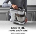 Hamilton Beach Electric Stand Mixer, 4 Quarts, Dough Hook, Flat Beater Attachments, Splash Guard, 7 Speeds with Whisk, Easy-Carry Top Handle, Silver