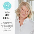 Martha Stewart Rice Cooker, 4 Cup (Uncooked) / 8 Cup (Cooked), Ceramic Non-Stick Removable Pot, Keep Warm, Measure Markings, Steam Basket, Brown & Sushi Rice, Quick Cook, Quinoa, Grains, Oats, Caviar Gray