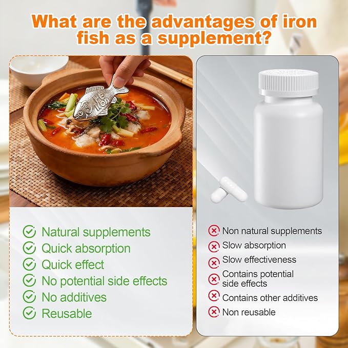 Iron Fish Cooking Tool, Natural Iron Cooking Tool to Add Iron to Food & Water, Safe & Effective Aid for Vegans, Athletes, Pregnant Women and Children (Black 3Pack)
