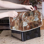 JEOCODY Toaster Bread Maker Cover with Handle - Coffee Theme Print, Wide Slot, Dust Protection