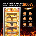 ROVSUN 5-Tier Commercial Food Warmer Pizza Warmer Countertop, Food Warmer Display with LED Lighting Removable Shelves Glass Door, Pretzel Warmer for Buffet Restaurant Cafe, 110V 800W