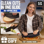 KitchenStar 14-Inch Pizza Cutter Rocker Blade - Sharp Stainless Steel Slicer Knife, Protective Cover, Black, Large - Professional Pizza Oven Accessories
