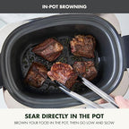 GreenPan Elite 14-in-1 Nonstick 6QT Electric Slow Cooker, PFAS-Free Ceramic Multi-Cooker, In-Pot Browning, Dishwasher Safe Lid & Removable Crock, Stainless Steel Steamer, Silicone Handles, Graphite