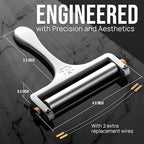 Zulay Kitchen Stainless Steel Wire Cheese Slicer - Adjustable Hand Held Cheese Cutter with 2 Extra Wires - Premium Cheese Shaver For Mozzarella, Cheddar, Gruyere - Cheese Cutter with Wire (White)
