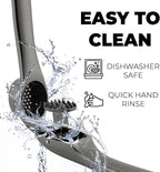 Zulay Kitchen Large Premium Garlic Press Set – Rust Proof & Dishwasher Safe, Bigger Bowl Garlic Mincer Tool with Silicone Garlic Peeler & Brush, Easy Squeeze & Clean, Ergonomic Handle - Dark Gray