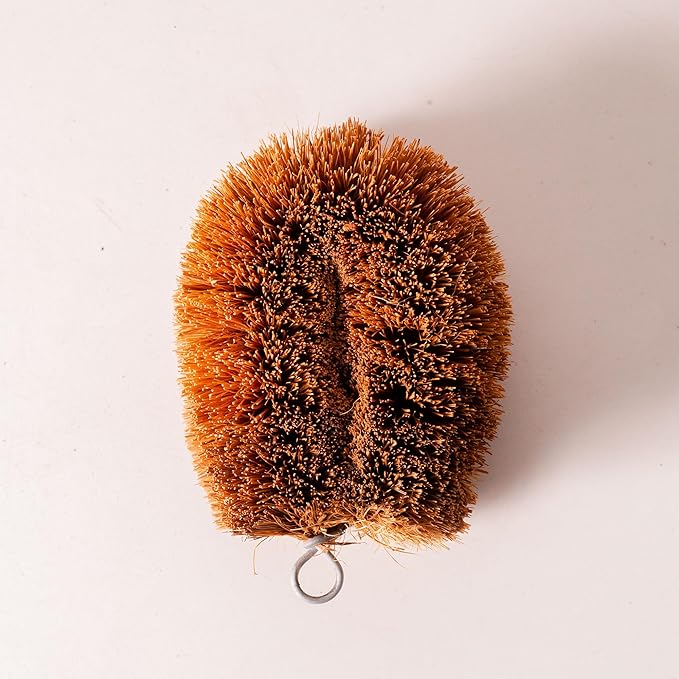 Pack of 3 Tawashi Vegetable Scrub Brush,100% Natural Coconut Coir Fiber VegetableBrush, Ideal for Fruit Scrub, Kitchen Cleaning Needs, Kamenoko Japanese Design
