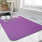 HotLive Dish Drying Mat for Kitchen Counter, Heat Resistant Drainer Mats with Non-slip Rubber Backed, Hide Stain Kitchen Super Absorbent Draining Mat, Easy to Clean Dish Rack Pad, Purple 16"x20"