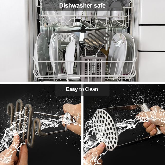 2Pcs Wide Potato Smasher,Mashed Potato Masher,Stainless Steel Masher Kitchen Tool for Bean,Vegetable,Food,Fruit,Salad