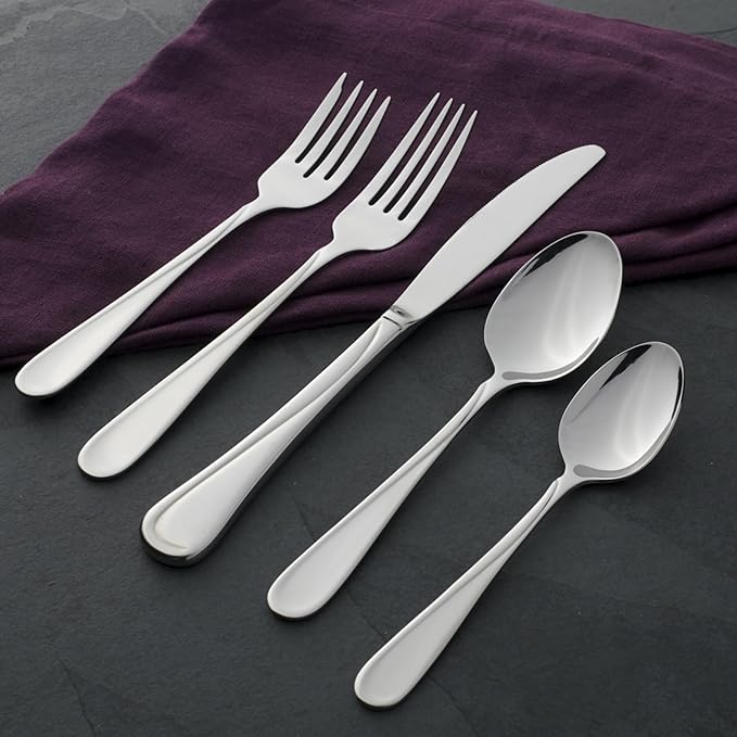 Oneida Silverware Set For 4, Flight Everyday Dinner Knives Flatware Set of 4, Stainless Steel Cutlery Sets, Dishwasher Safe Utensils, Utensil Sets, Butter Knife, 4-Piece Dinner Knife (Silver, 4 Piece)
