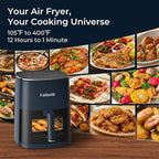 Fullwill 6QT Air Fryer with Viewing Window,12-in-1 Multi-Function Air Fry,Roast,Bake, Dehydrate, Fries,Nonstick and Dishwasher-Safe Basket,Family&friends Party,Max 400℉ Crisping 1700W,Blue