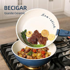 BECIGAR 23pcs Ceramic Pots and Pans Set, Nonstick Detachable Handle Cookware, Induction Kitchen Cooking Set with Removable Handle,include Frying Pans & Saucepans Oven Safe(Blue)