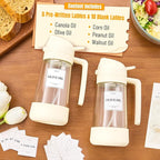 PARACITY 2 in 1 Oil Dipenser Bottle with Silicone Bottom (White-2PCS)