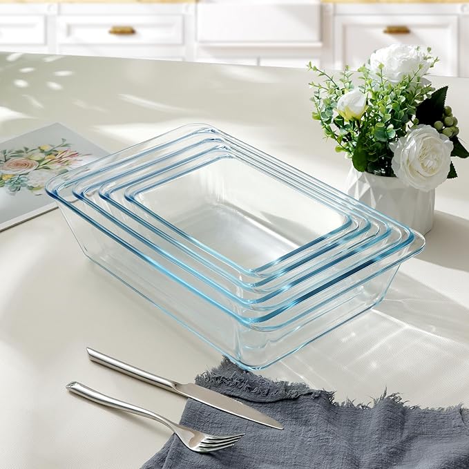 NUTRIUPS 2.4QT Rectangular Deep Glass Baking Dish, Glass Baking Pan for Oven, Clear Bakeware Deep Casserole Dish(2.4QT)