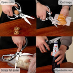 OMDAR Food Grade Kitchen Scissors All Purpose 3 Pack - Heavy Duty Stainless Steel Cooking Shears for Cutting Meat, Food, Fish, Poultry Sharp Sissors for Dishwasher Safe - with Protective Sheath