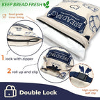 GRIN BY GRIN- 2 Packs Bread Bags, Zipper Reusable Bread Bags for Homemade Loaf, Freezer Sourdough Container, Fresh Keeping Extra Large, Reusable Food Storage Bag