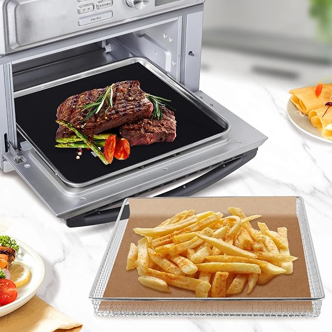 Air Fryer Basket for Oven Air Fryer Accessories for Cuisinart Air Fryer Toaster Oven, Baking Set with Air Fryer Basket Pan Parchment Paper Disposable Airfryer Liner for Cuisinart TOA-60/TOA-65