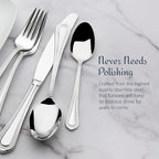 Mikasa Regent Bead 65-Piece Silverware Set, 18/10 Stainless Steel Flatware Service for 12, Includes 5 Serving Tools, Dishwasher Safe Polished Cutlery