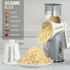 Zulay Kitchen Rotary Cheese Grater 5 Blade Cheese Shredder - Manual Hand Crank Cheese Grater With Reinforced Suction & 5 Interchangeable Drums - Easy to Use, Vegetable Chopper Round Mandoline Slicer