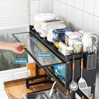 SNSLXH 𝐋𝐚𝐫𝐠𝐞 2-Tier Over The Sink Dish Drying Rack, 33.66"×31.1"×11.81", Large Sink Rack for Kitchen, Saving Kitchen Space, Cover Design Holds Dishes, Bowls, and Cutlery, Kitchen Sink Shelf
