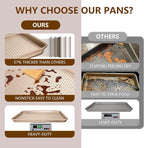 Wildone 2 Pack Half Sheet Baking Pans, Honeycomb Embossed Nonstick Baking Sheet 17.5x12 In, Thicker Carbon Steel Cookie Sheet, Even Heating & Warp Resistant, Champagne Gold
