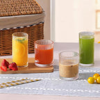 Moretoes Ribbed Drinking Glasses Set of 12, Glassware Clear Water Glass Cups, 6 Highball Glasses 12 Oz, 6 Rocks Glass 13 Oz, RibbedKitchen Bar Tumbler for Wine, Juice, Ice Coffee, Whiskey