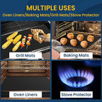 4Pack Oven Liners for Bottom of Electric Gas Oven, Thick Heavy Duty Nonstick Teflon Oven Mat, Heat Resistant Grill Baking Mats Outdoor BPA and PFOA Free Oven Floor Protector Liner