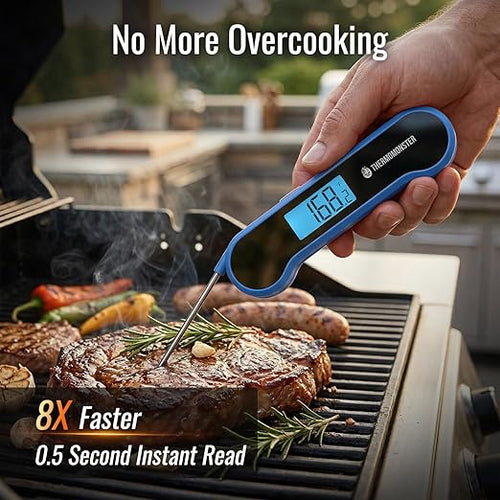 0.5 Sec Instant Read Meat Thermometer Digital with ±0.5℉ Precision, Food Thermometer for Cooking Kitchen Gadgets, Oven Grill Candy BBQ Essentials Accessories, Gifts for Him Dad Men Birthday, Blue