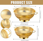 Strainers and Colanders Set, 2 PCS Stainless Steel Colander and 3 PCS Fine Mesh Strainer Gold Metal Pasta Rice Colanders & Food Strainers with Handles for Kitchen, Dishwasher Safe (5 Quart+4 Quart)
