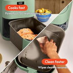 bella 6 Qt Slim Air Fryer, Fits-anywhere™ Kitchenware, EverGood™ Ceramic Nonstick Coating, Adjustable Temperature, 6 Preset Cooking Options, 60 Min Auto Shutoff w Audible Tone, 5lb Capacity, Seaglass