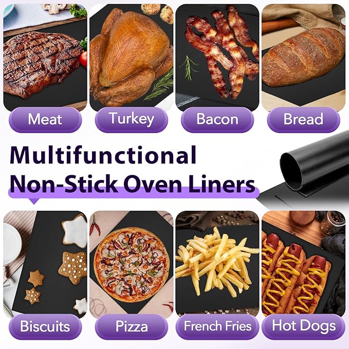 8 PCS Toaster Oven Liner for Nuwave Bravo Air Fryer Toaster Smart Oven, Reusable Teflon Liner, Air Fryer Accessories for Nuwave 12-in-1 30-QT XL Capacity Countertop Convection Oven