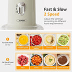 Sunvivi 4-in-1 Electric Food Chopper & Small Food Processor, Meat Grinder, Garlic Peeler & Juicer, 2-Speed Mini Food Processor with 1.5L Glass Bowl and 2 Cups (0.4L+0.2L), Beige