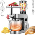 VIVOHOME 9 in 1 Multifunctional Stand Mixer with Fermentation, 6 Speed 7.5 Quart Kitchen Electric Food Mixer with Timer, Meat Grinder, Juice Blender, Vegetable Slicer, Pasta and Cookie Maker, Silver
