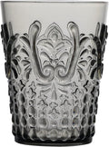 KLIFA- BLOIS- 15.2 ounce, Set of 6, Acrylic Tumbler Drinking Glasses, BPA-Free, Stackable Plastic Drinkware, Dishwasher Safe, Vintage Looking Cups, Gray Black