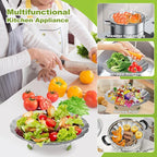 Pavsrmy Steamer Basket, 3rd Generation Stainless Steel Vegetable Steamer with Extendable Handle for Cooking Food, Folding & Expandable Veggie Steam Insert, Fit Various Size Instant Pot (5.5" to 9")