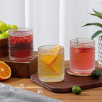 HomeVogue 12oz Colored Hobnail Drinking Glasses Set of 6, Vintage Glassware Old Fashioned Beverage Glasses, Cocktail Glass Set, Kitchen Water Glasses Cup, for Beer, Smoothie, Juice