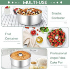 TeamFar 10inch Angel Food Cake Pan, Stainless Steel Pound Cake Pan with Tube, for Home/Kitchen Baking, Healthy & Non-toxic, Durable & One-Piece, Mirror Finish & Dishwasher Safe, Set of 2