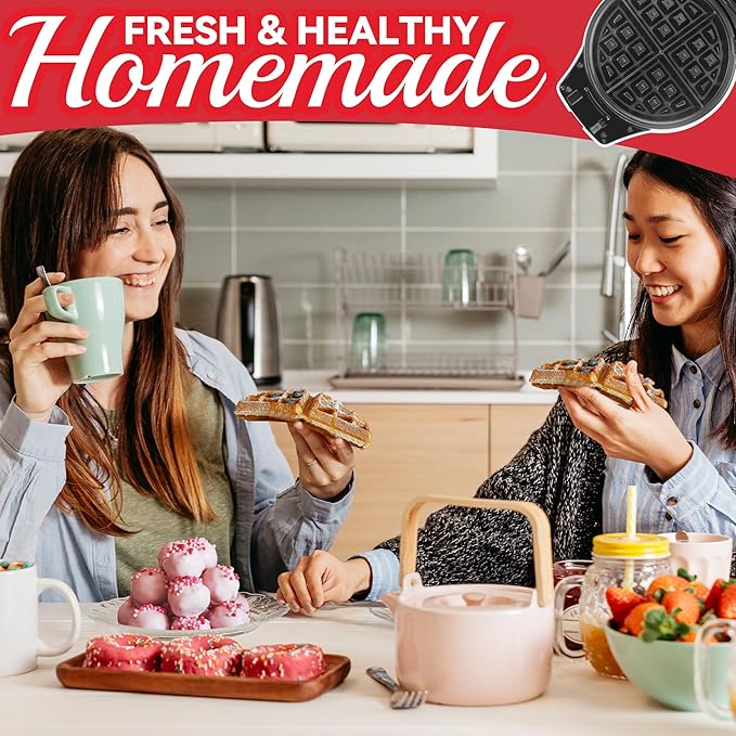 Thick Belgian Waffle Maker with 3 Removable Plates, 7” Non Stick Belgian Waffle Iron Removable Plates, 3 in 1 Mini Donut Maker Machine, Cake Pop Maker Machine Set with Accessories & Tools
