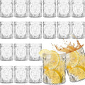 Qinyoung 24 Plastic Vintage Drinking Glasses 8.5oz Stemless Retro Embossed Wine Glasses Shatterproof Reusable Cups for Baby Shower Wedding Reception Grand Event Party (Clear)